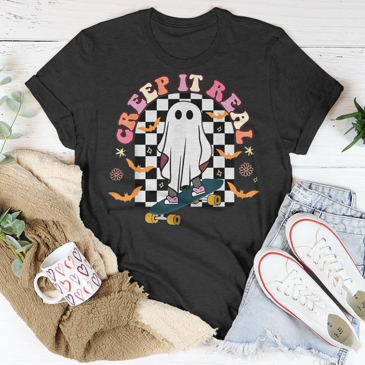 Creep It Real Skateboarder Ghost Vintage Retro Halloween IT Funny Gifts Unisex T-Shirt Unique Gifts