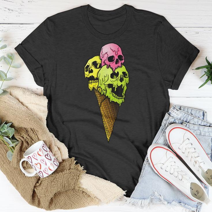 Creepy Skulls Icecream Horror Colorful Halloween Halloween T-Shirt Unique Gifts