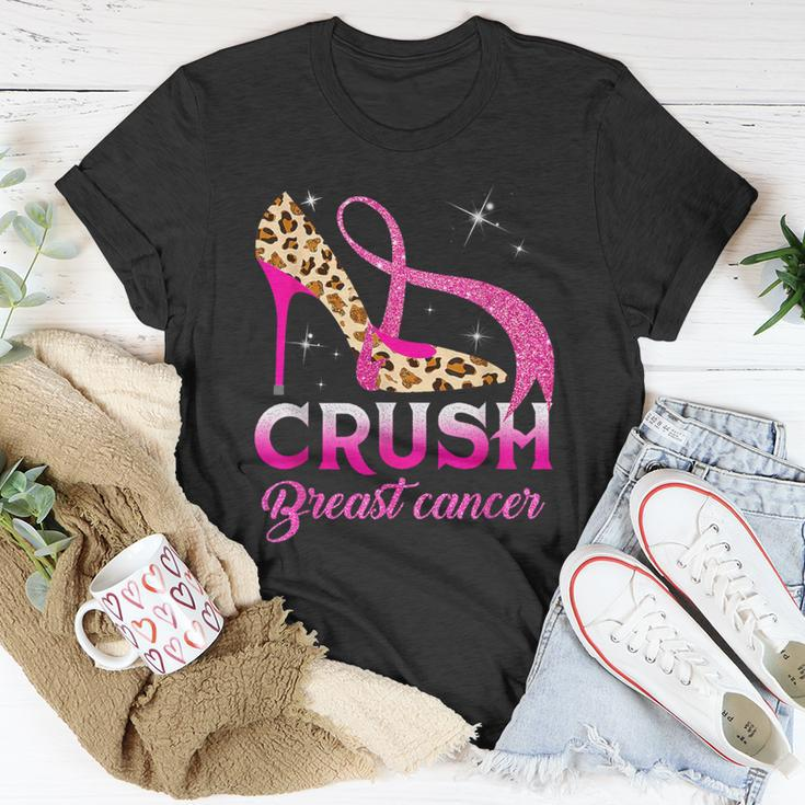 Crush Breast Cancer Awareness High Heel Leopard Pink Ribbon T-Shirt Unique Gifts