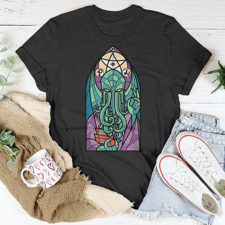 Cthulhu Church Stained Glass Cosmic Horror Monster Church T-Shirt Unique Gifts