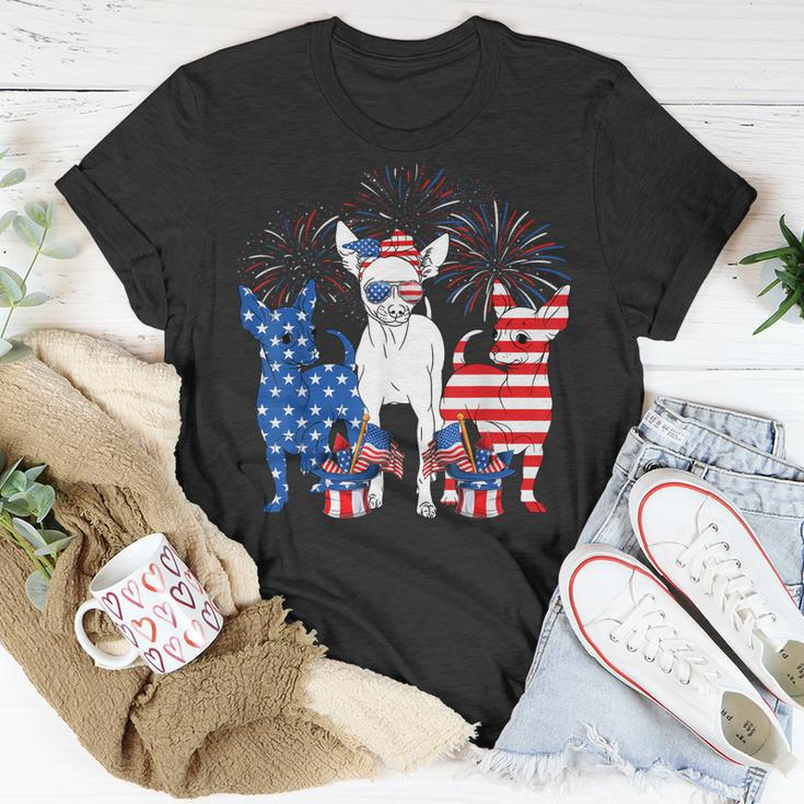 Cute Chihuahua Dogs American Flag Indepedence Day July 4Th Unisex T-Shirt Unique Gifts
