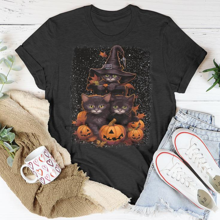 Cute Kittens And Spooky Pumpkins Halloween Witches Black Cat T-Shirt Unique Gifts