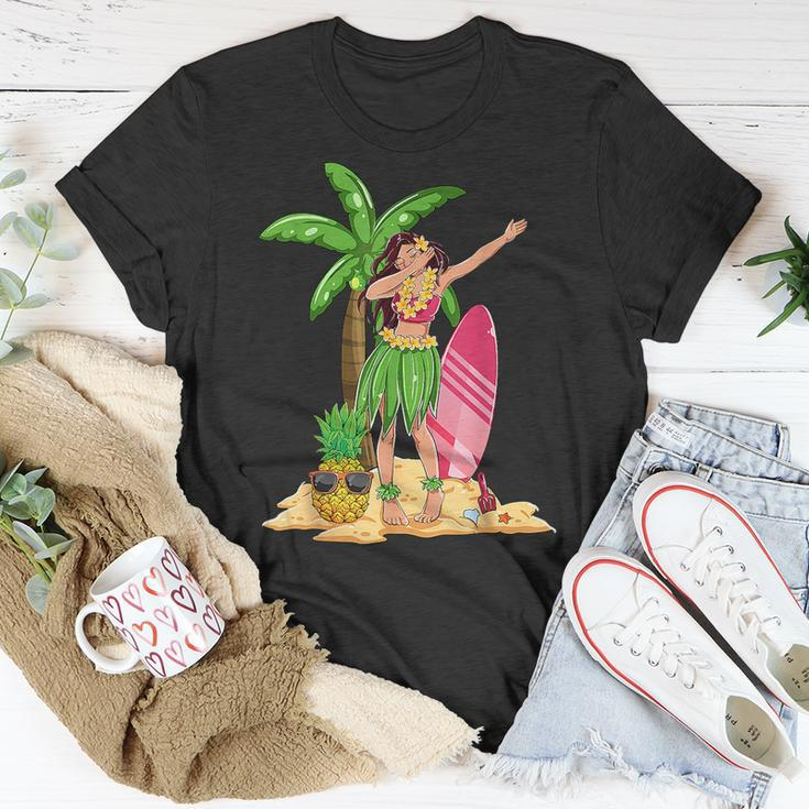 Dabbing Hawaiian Girl Summer Vacation Hawaii Pineapple Palm Unisex T-Shirt Unique Gifts