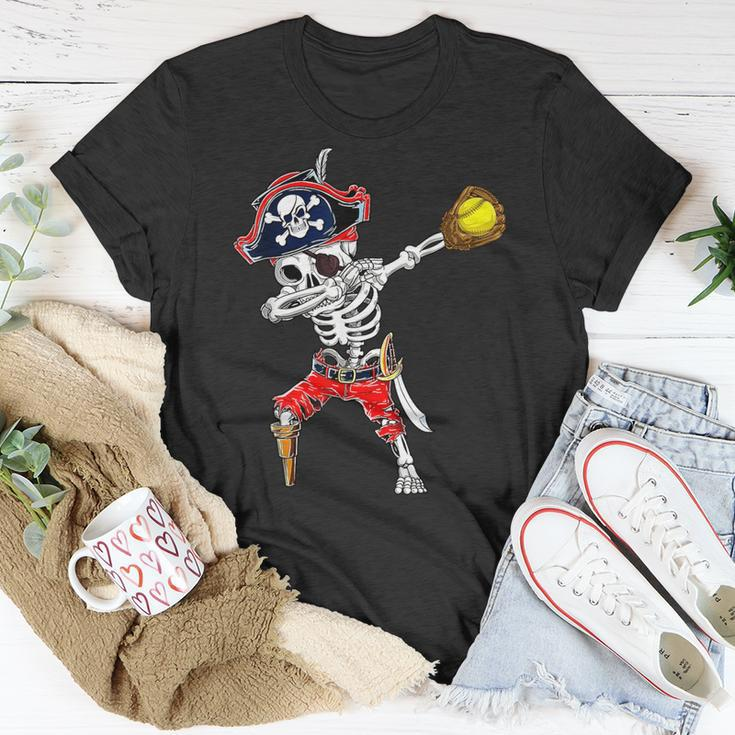 Dabbing Skeleton Pirate & Softball Ball Halloween Costume T-Shirt Unique Gifts