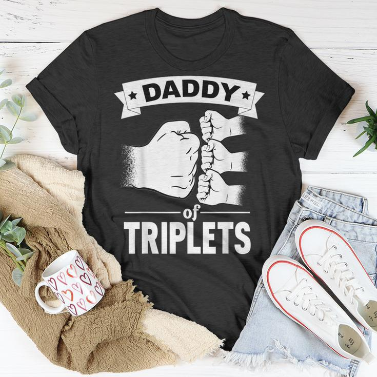 Dad Of Triplets Gift Daddy Father Pregnancy Announcemet Gift For Mens Unisex T-Shirt Unique Gifts