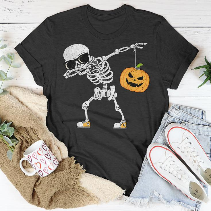 Dancing Skeleton Halloween Pumpkin Dab Dabbing Vintage Pumpkin Funny Gifts Unisex T-Shirt Unique Gifts