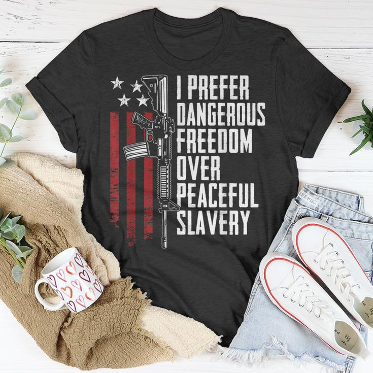 Dangerous Freedom Over Peaceful Slavery Pro Guns Ar15 T-Shirt Unique Gifts