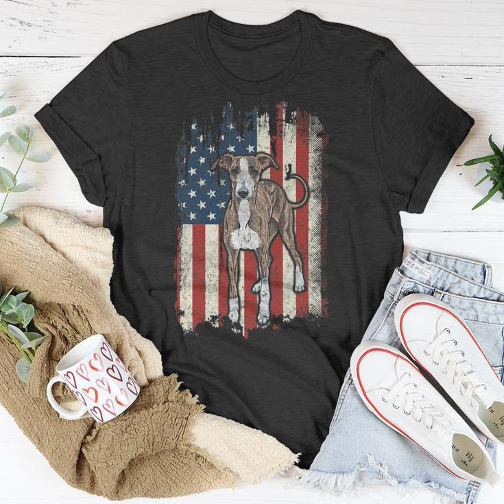 Distressed Greyhound American Flag Patriotic Dog Unisex T-Shirt Unique Gifts