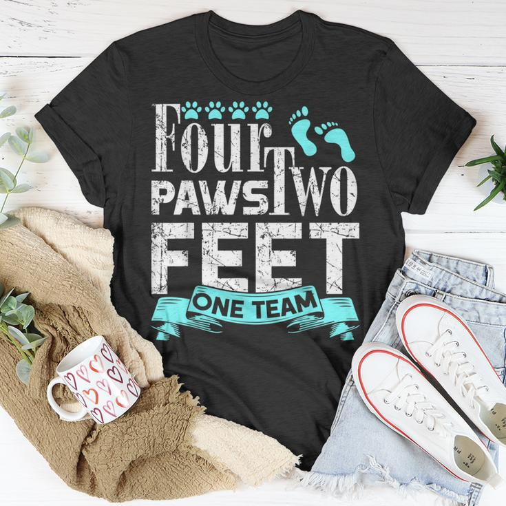 Dog Agility Four Paws Two Feet One Team Dog Gift Unisex T-Shirt Unique Gifts