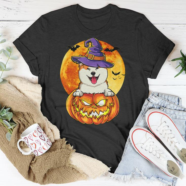 Dog Akita Witch Pumpkin Halloween Dog Lover Funny Unisex T-Shirt Unique Gifts
