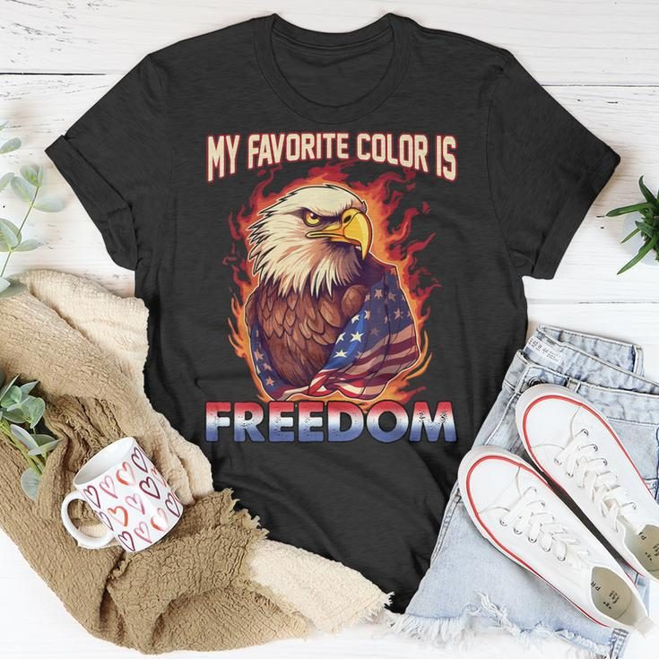 Eagle American Flag My Favorite Color Is Freedom Patriotic Unisex T-Shirt Unique Gifts