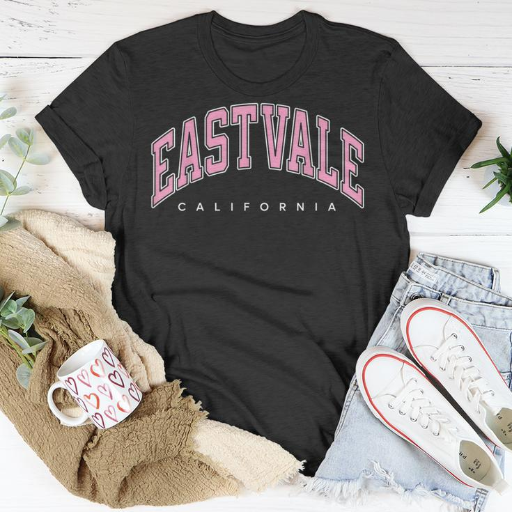 Eastvale California Ca Varsity Style Pink Text T-Shirt Unique Gifts