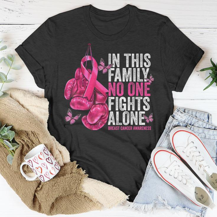 In This Family No One Fight Alone Breast Cancer Awareness T-Shirt Unique Gifts
