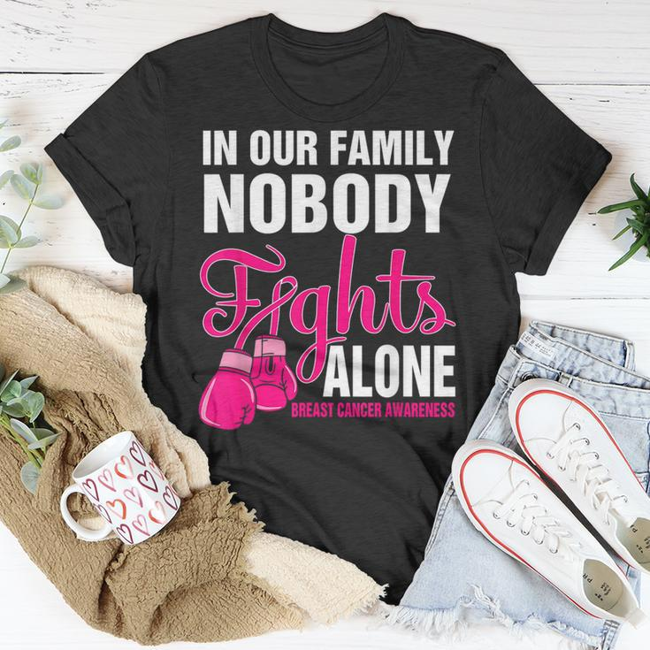 In Our Family Nobody Fight Alone Breast Cancer Awareness T-Shirt Unique Gifts