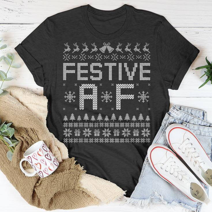 Festive Af Reindeer Adult Ugly Christmas Sweater T-Shirt Unique Gifts