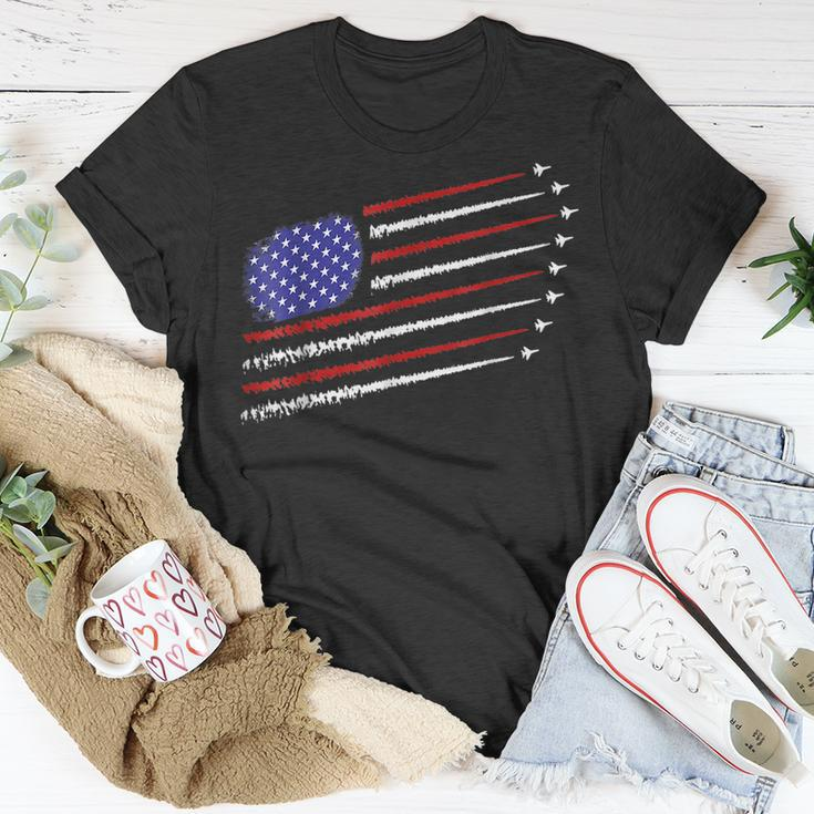 Fighter With Usa American Flag 4Th Of July Celebration Black Unisex T-Shirt Unique Gifts