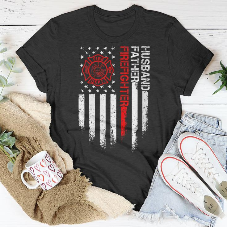 Firefighter Husband Father Fireman Fathers Day For Dad Gift For Womens Gift For Women Unisex T-Shirt Unique Gifts
