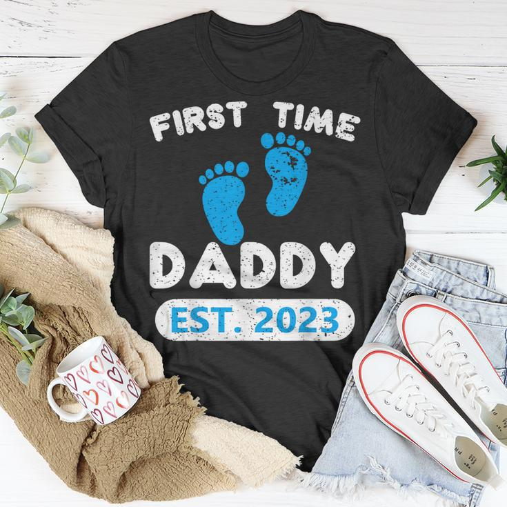 First Time Daddy Est 2023 Fathers Day Grandparents Son Unisex T-Shirt Unique Gifts