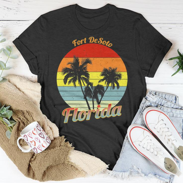 Fort Desoto Florida Retro Tropical Palm Trees Vacation T-Shirt Unique Gifts