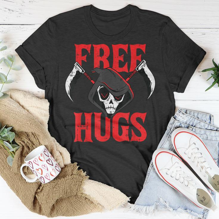 Free Hugs Grim Reaper Lazy Halloween Costume Scary Creepy Halloween Costume T-Shirt Unique Gifts