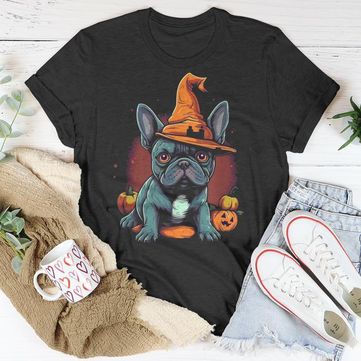 French Bulldog Witch Hat Halloween Costume Dog Lover Puppy T-Shirt Unique Gifts