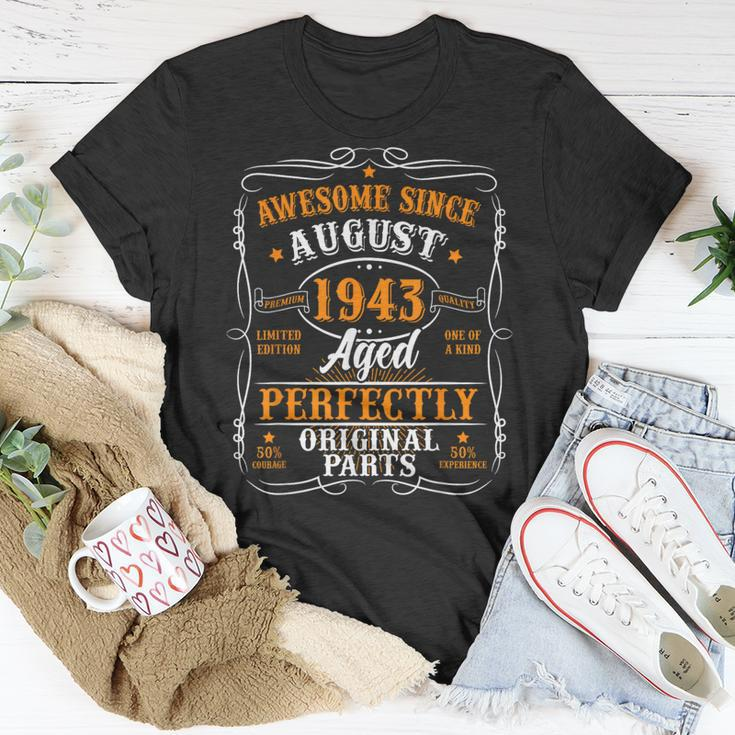 80 Years Old August 1943 Vintage 80Th Birthday T-Shirt Unique Gifts
