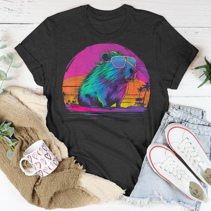 Funny Capybara Vintage Rodent Retro Vaporwave Aesthetic Goth Unisex T-Shirt Funny Gifts