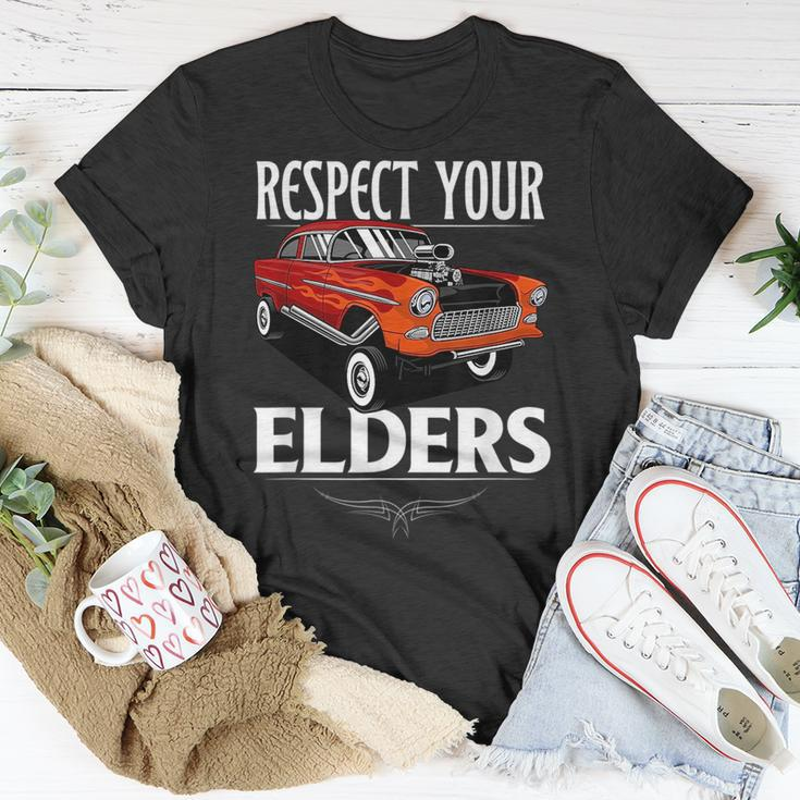 Funny Car Guy Classic Muscle Car Respect Your Elders Unisex T-Shirt Unique Gifts