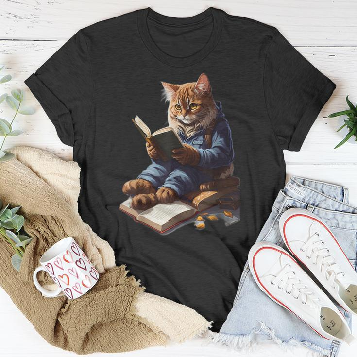 Cats Reading A Book Graphic Cat Kitten Lovers T-Shirt Unique Gifts