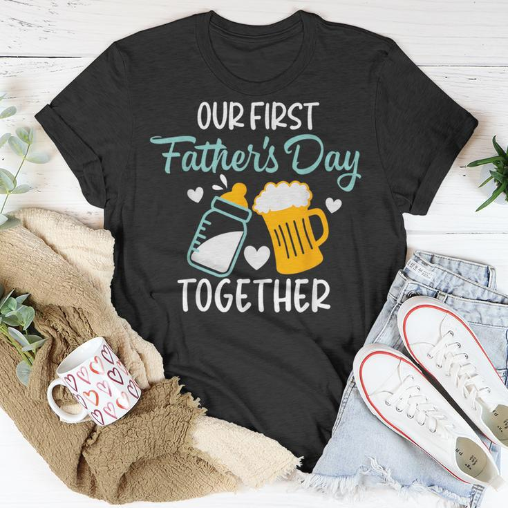 Funny Dad And Son Our First Fathers Day Together 2023 Baby Unisex T-Shirt Funny Gifts