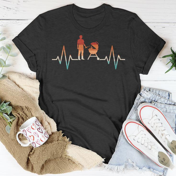 Funny Heartbeat Grilling Barbecue Grill Lover Bbq Unisex T-Shirt Unique Gifts