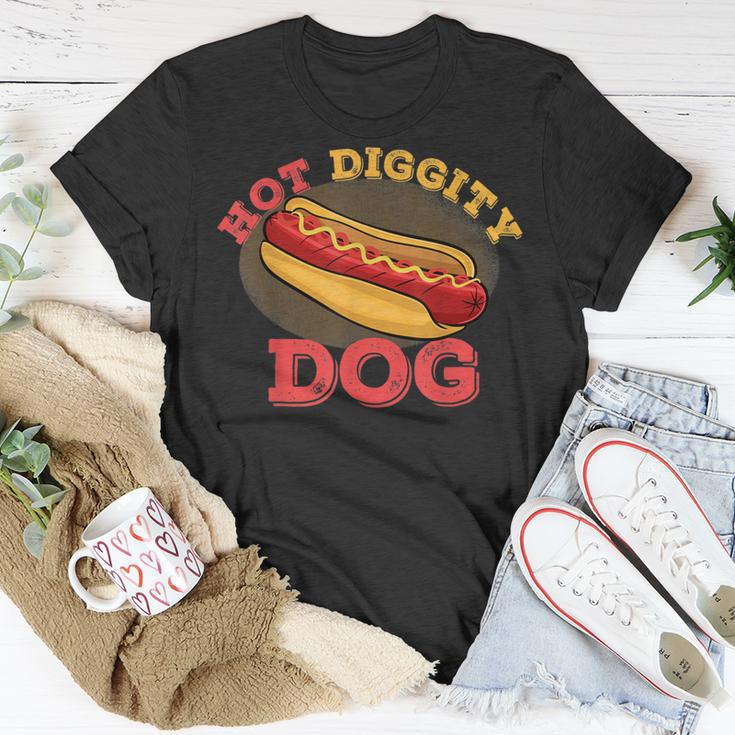 Funny Hot Dog T-shirt, Hot Diggity Dog, BBQ, Cartoon Weiner