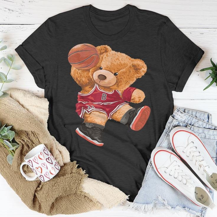 Funny Teddy Bear Basketball Slam Dunk Sport Cute Cartoon Teddy Bear Funny Gifts Unisex T-Shirt Unique Gifts