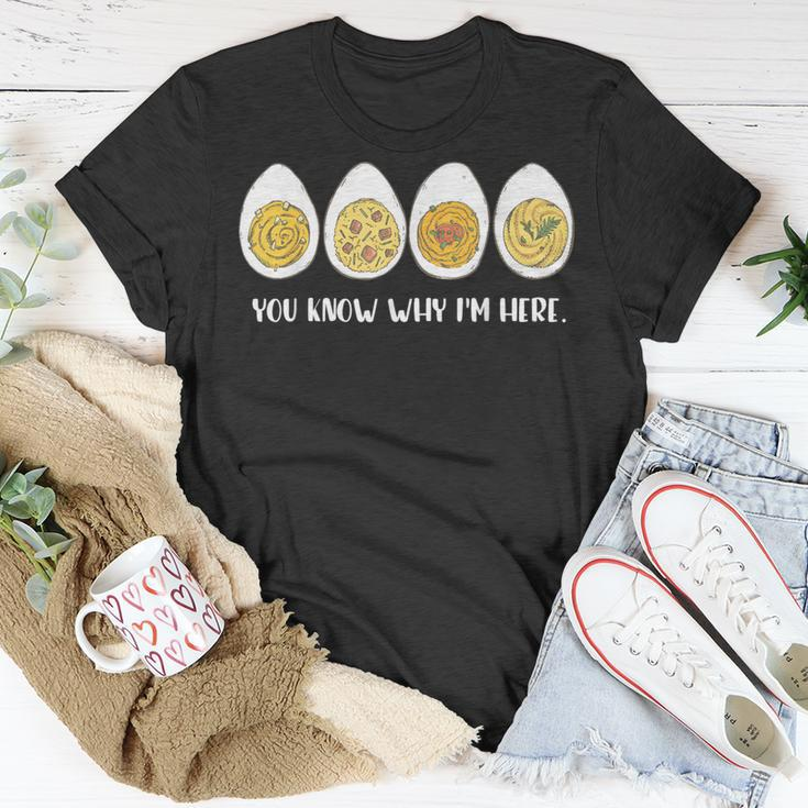 Thanksgiving Dinner Deviled Egg You Know Why Im Here T-Shirt Funny Gifts
