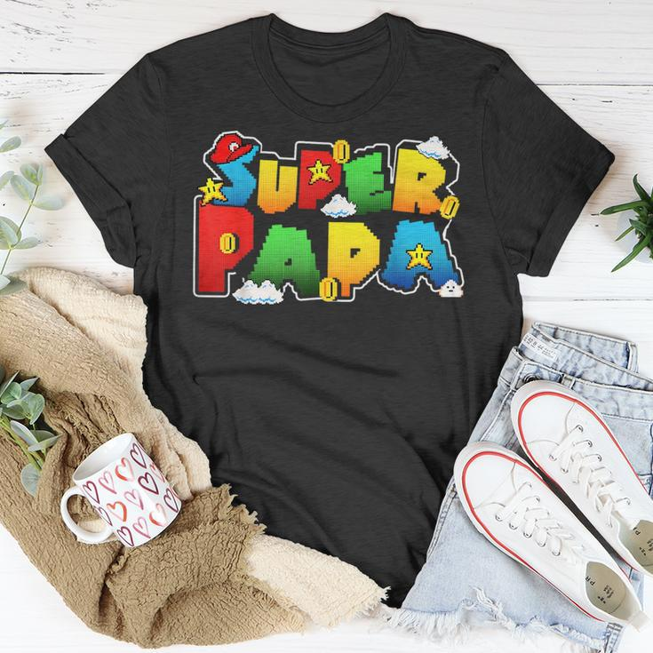 Gamer Super Papa Funny Father Day Gifts Gamer Gift For Papa Unisex T-Shirt Funny Gifts