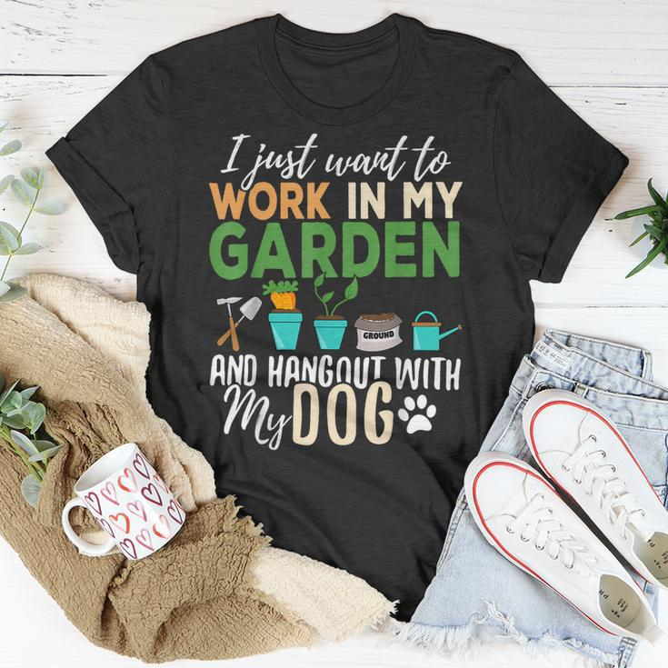 Gardening Dog Lover Gardener Garden Pet Gift Plants Unisex T-Shirt Funny Gifts