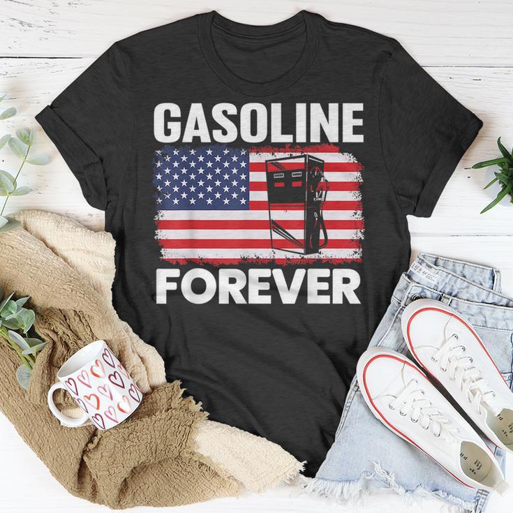 Gasoline Forever Funny Gas Cars Lover Patriotic Usa Flag Patriotic ...