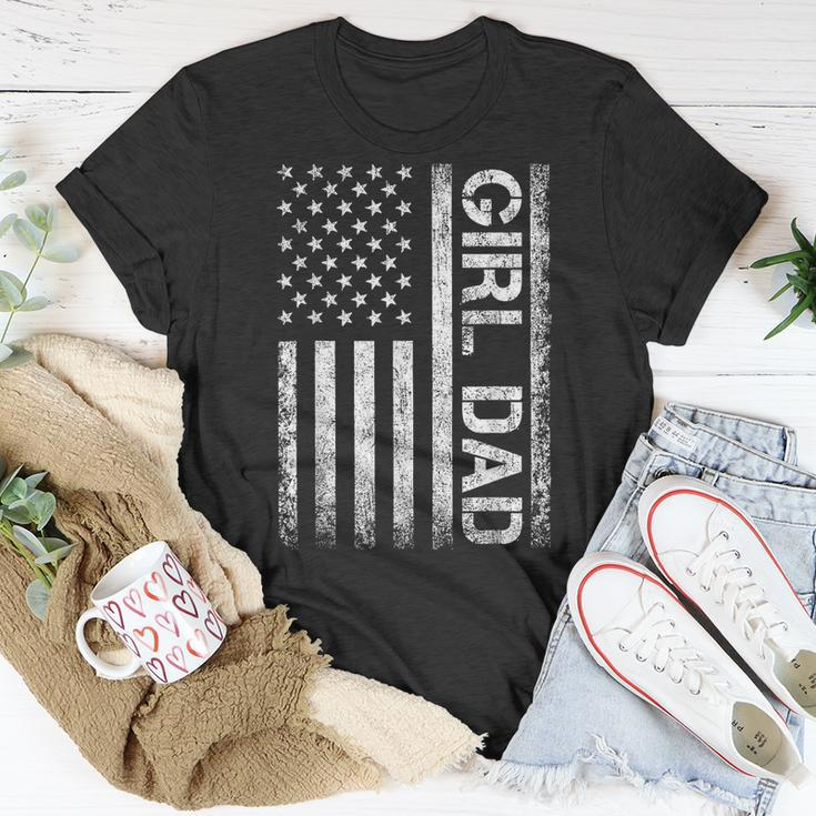Girl Dad American Flag Father Of Girls Fathers Day Vintage Unisex T-Shirt Funny Gifts