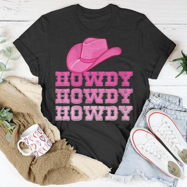 Girls Pink Howdy Cowgirl Western Country Rodeo Gift For Womens Unisex T-Shirt Unique Gifts