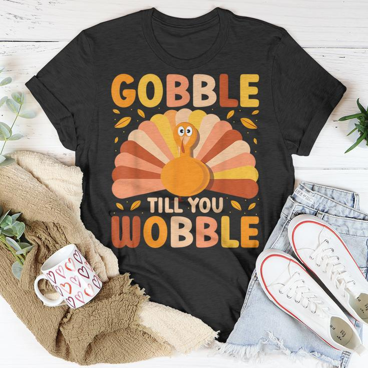 Gobble Till You Wobble Thanksgiving Turkey Cute Family Out T-Shirt Funny Gifts