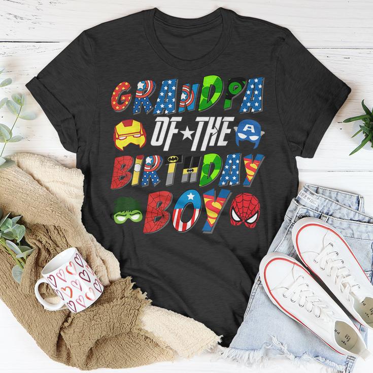 Grandpa Of The Superhero Birthday Boy Super Hero Family T-Shirt Unique Gifts