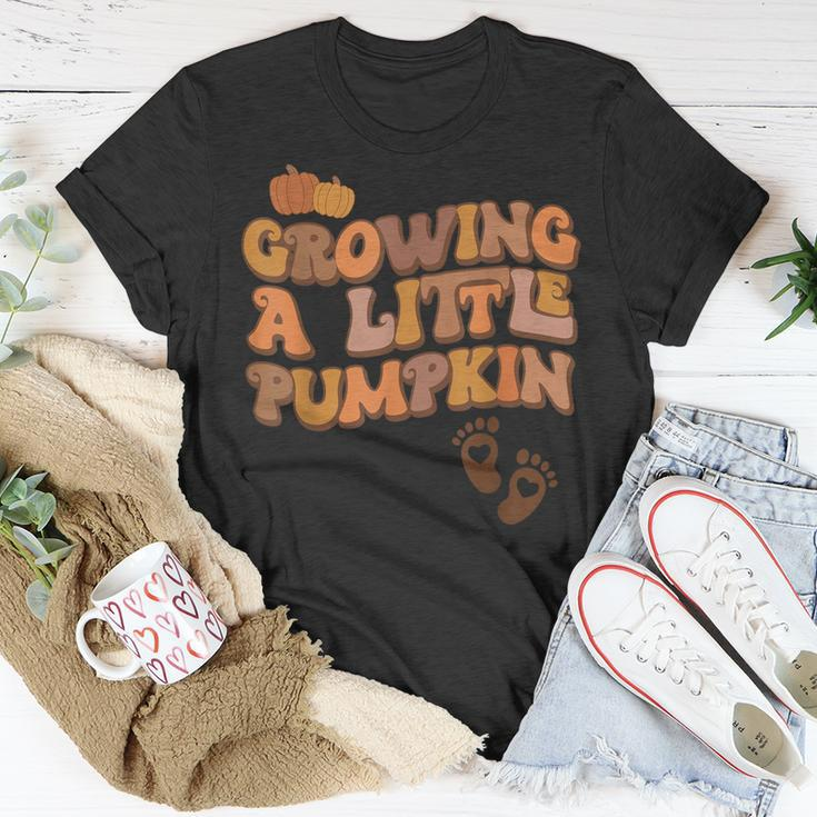 Growing A Little Pumpkin Thanksgiving Pregnancy Announcement T-Shirt Unique Gifts