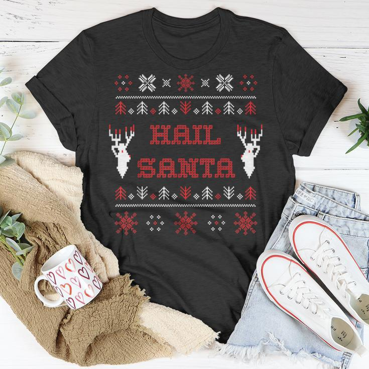 Hail Santa Heavy Metal Xmas Ugly Holiday Sweater T-Shirt Unique Gifts