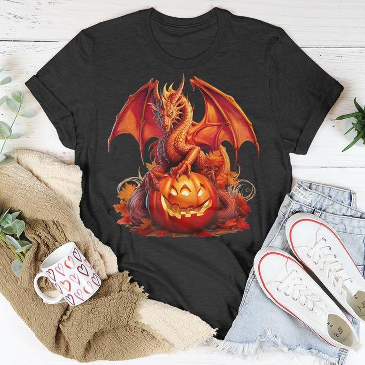 Halloween Dragon Guardian Of The Pumpkin Autumn Silhouette T-Shirt Unique Gifts