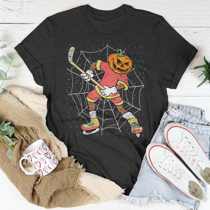Halloween Pumpkin Scary Ice Hockey Sport Costume Skater T-Shirt Unique Gifts