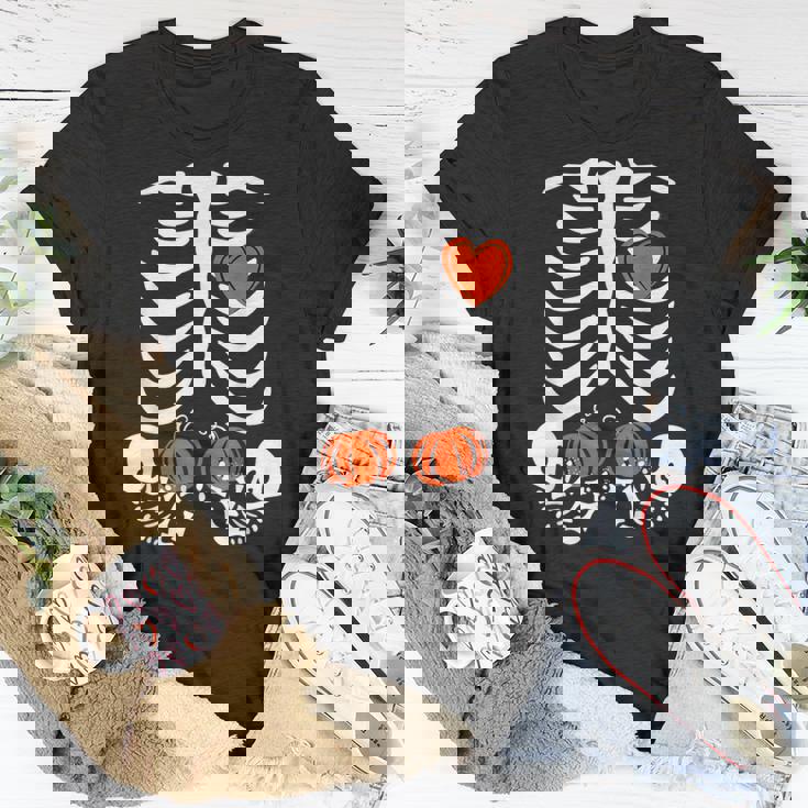Halloween Twin Pregnant Skeleton Twins Baby Xray Rib Cage T-Shirt Unique Gifts