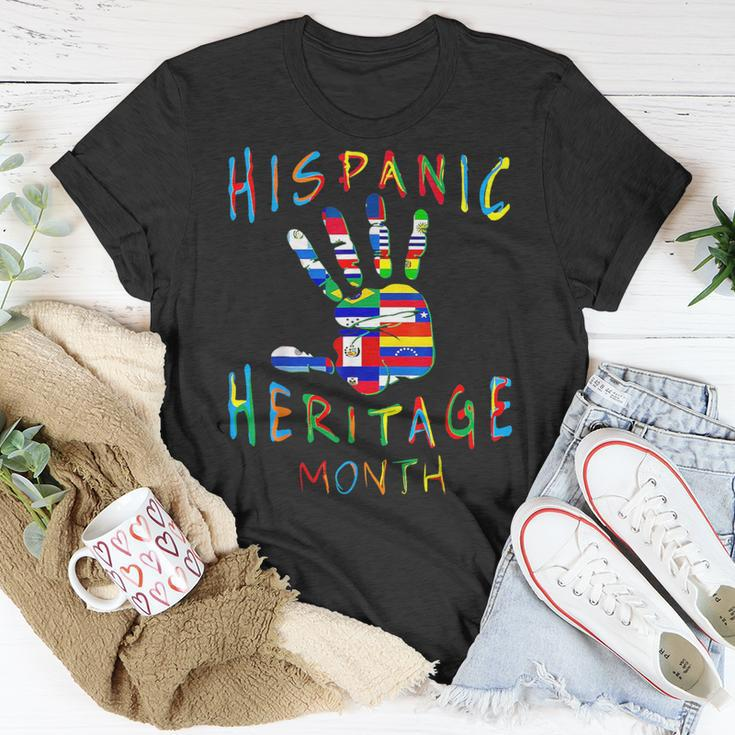 Hand National Hispanic Heritage Month All Countries Flag T-Shirt Unique Gifts