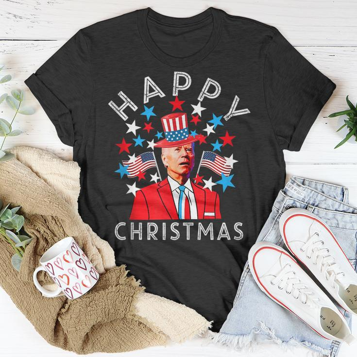 Happy Christmas Joe Biden 4Th Of July Memorial Independence Unisex T-Shirt Unique Gifts