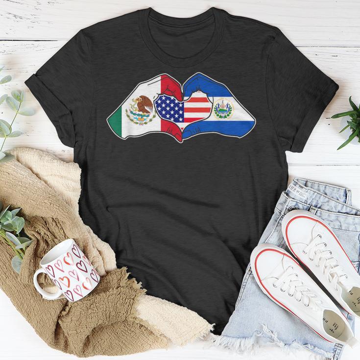 Heart Hands Mexico El Salvador And The Usa T-Shirt Unique Gifts