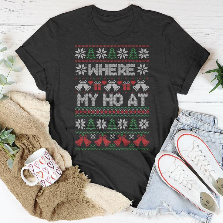 Where My Ho At Ugly Christmas Sweater T-Shirt Unique Gifts